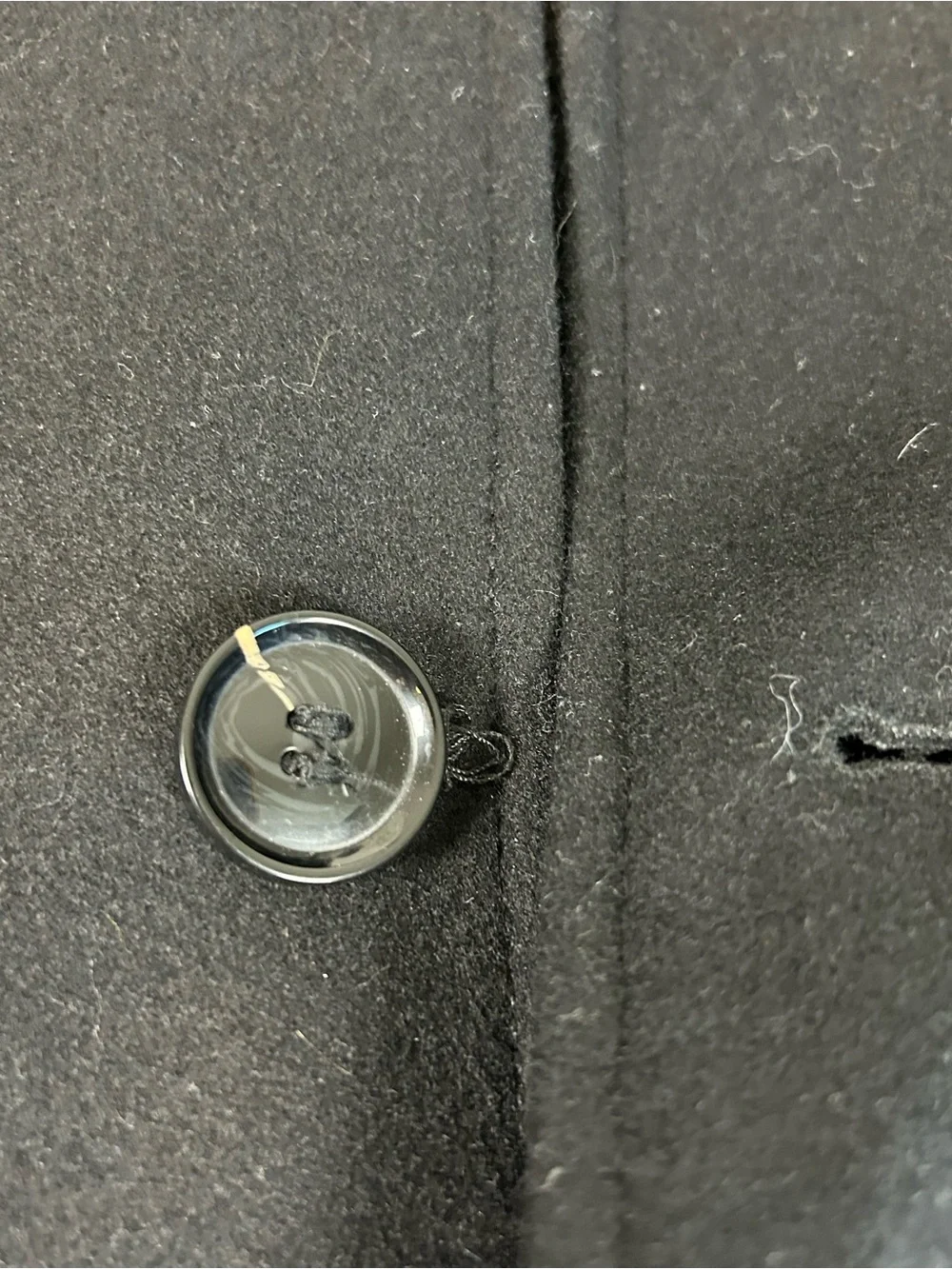 Cole Haan Men's Black Single-Breasted Wool Blend Pea Coat